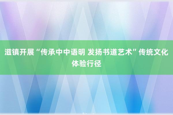 滋镇开展“传承中中语明 发扬书道艺术”传统文化体验行径