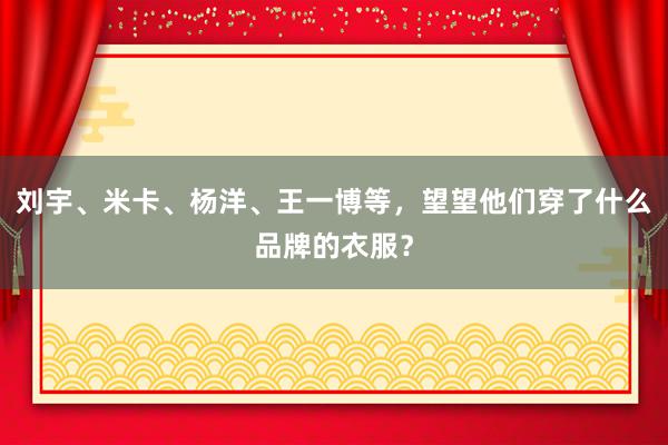 刘宇、米卡、杨洋、王一博等，望望他们穿了什么品牌的衣服？