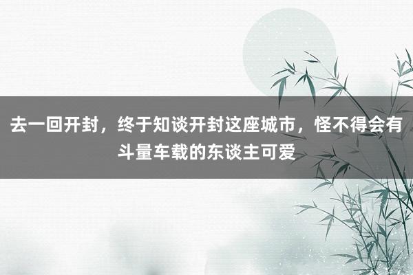 去一回开封，终于知谈开封这座城市，怪不得会有斗量车载的东谈主可爱